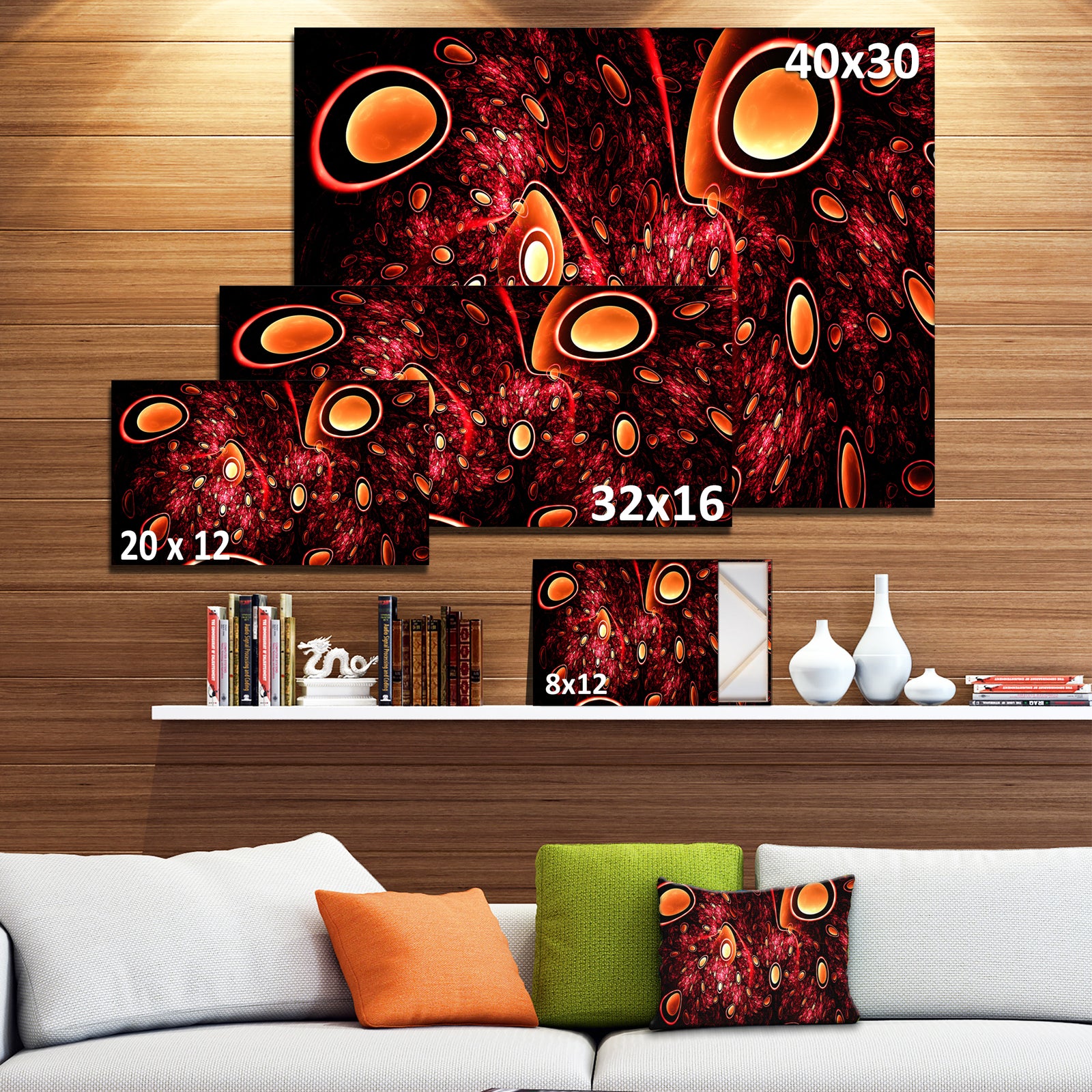 Red 3D Surreal Abstract Design - Abstract Wall Art on Canvas