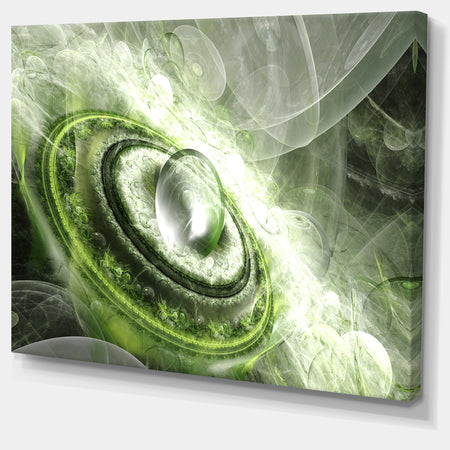 Green Fractal Flying Saucer - Abstract Wall Art on Canvas