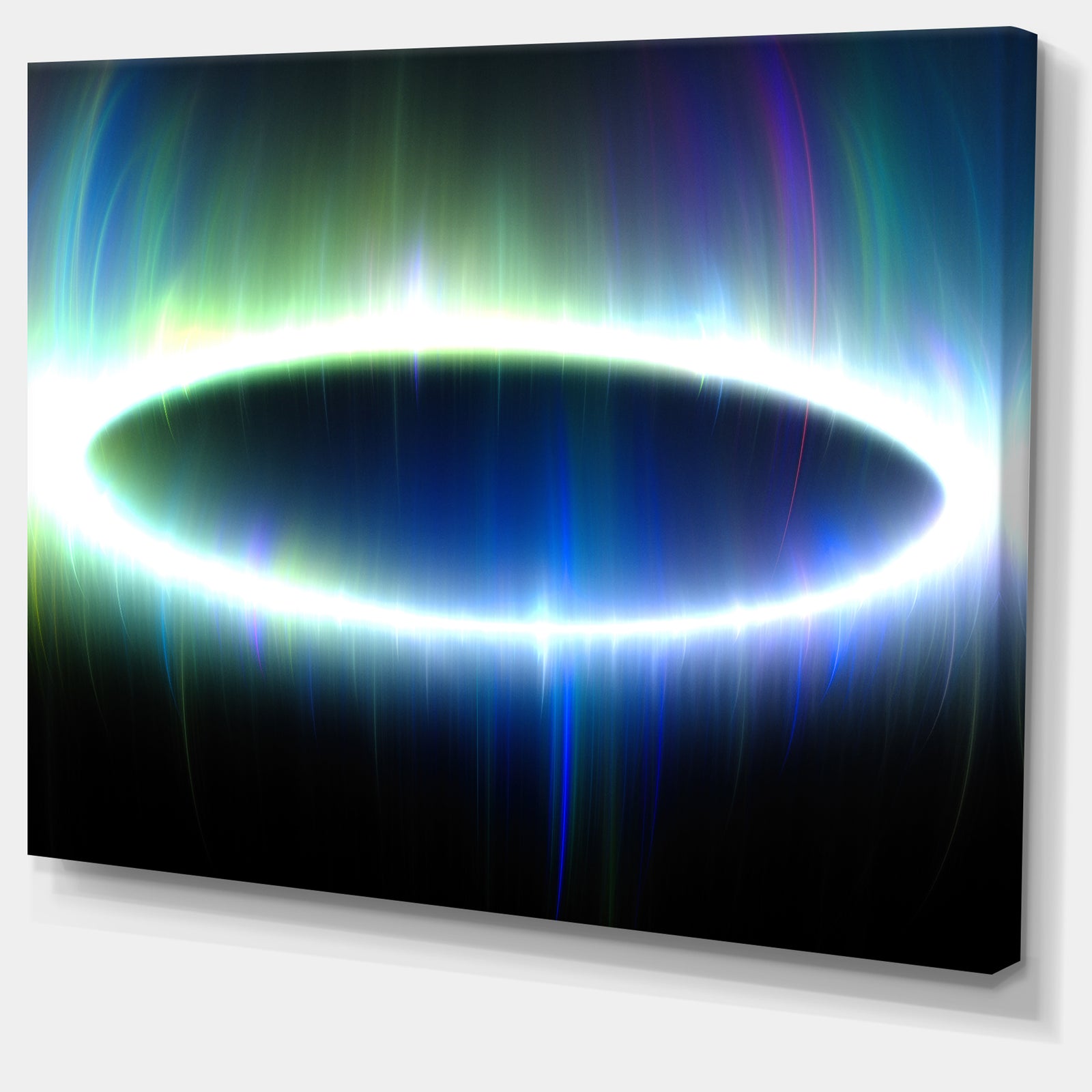 Large Blue Oval Fractal Light - Abstract Wall Art on Canvas