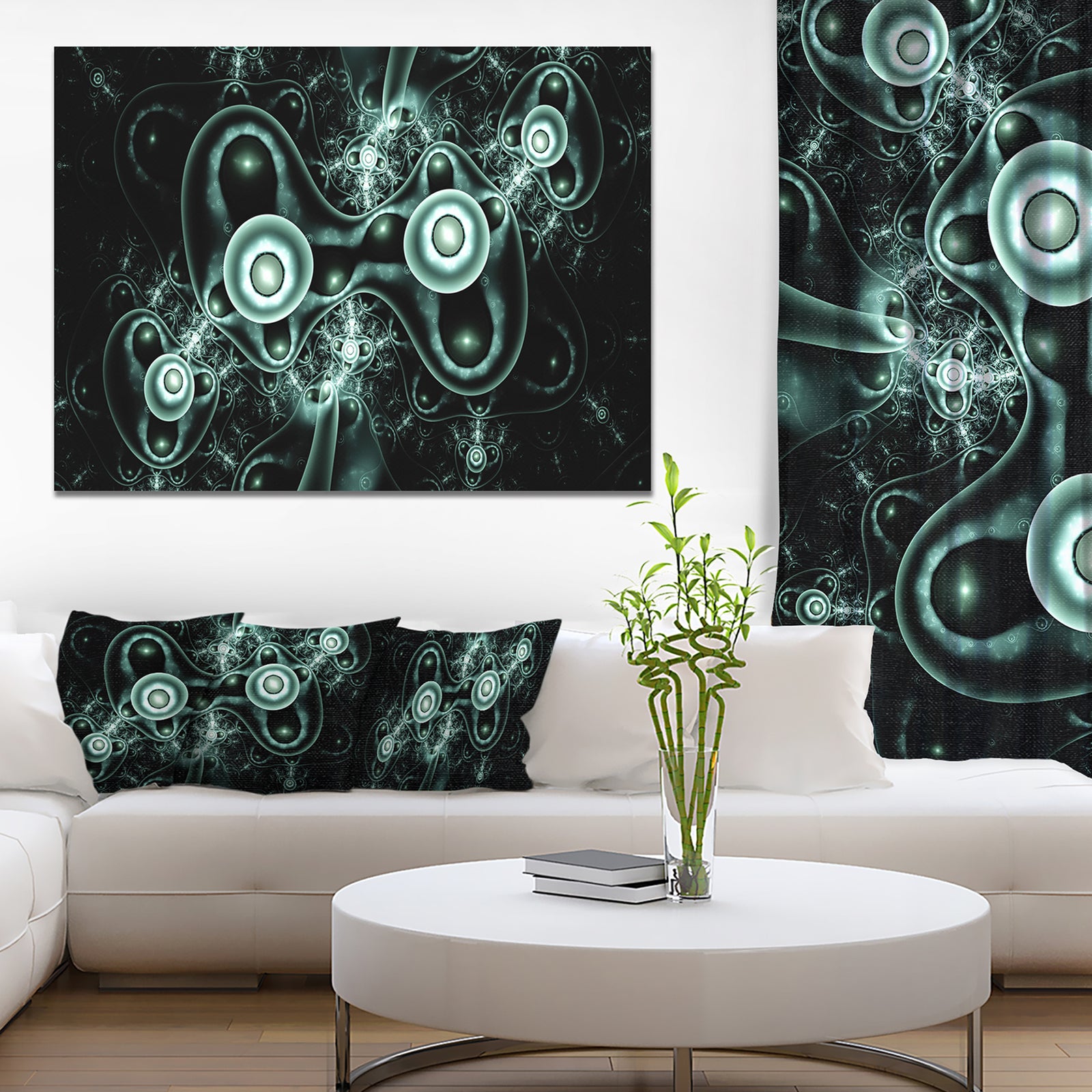 Blue on Black 3D Surreal Design - Abstract Wall Art on Canvas