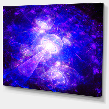 Bright Blue Fractal Space Theme - Abstract Wall Art on Canvas