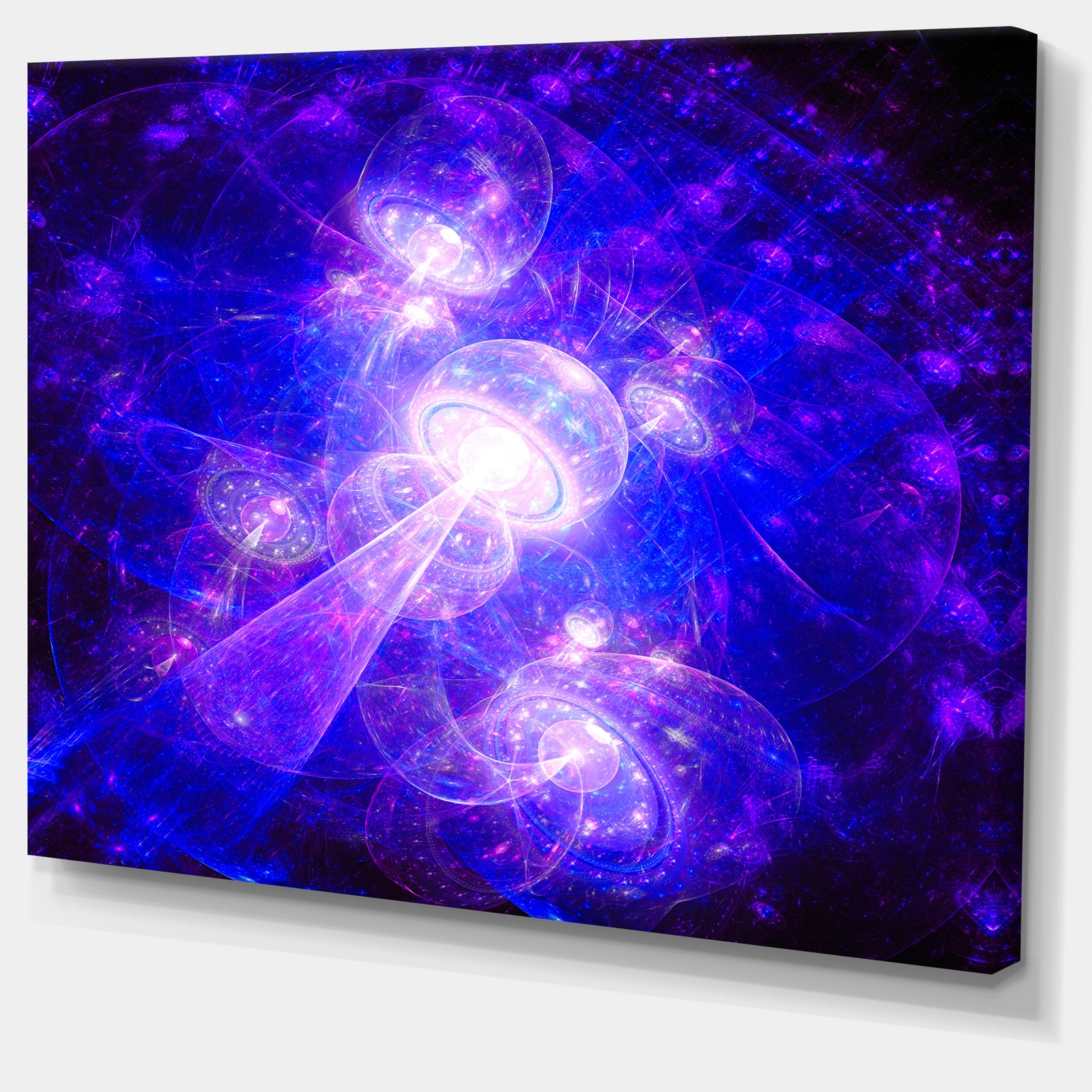 Bright Blue Fractal Space Theme - Abstract Wall Art on Canvas