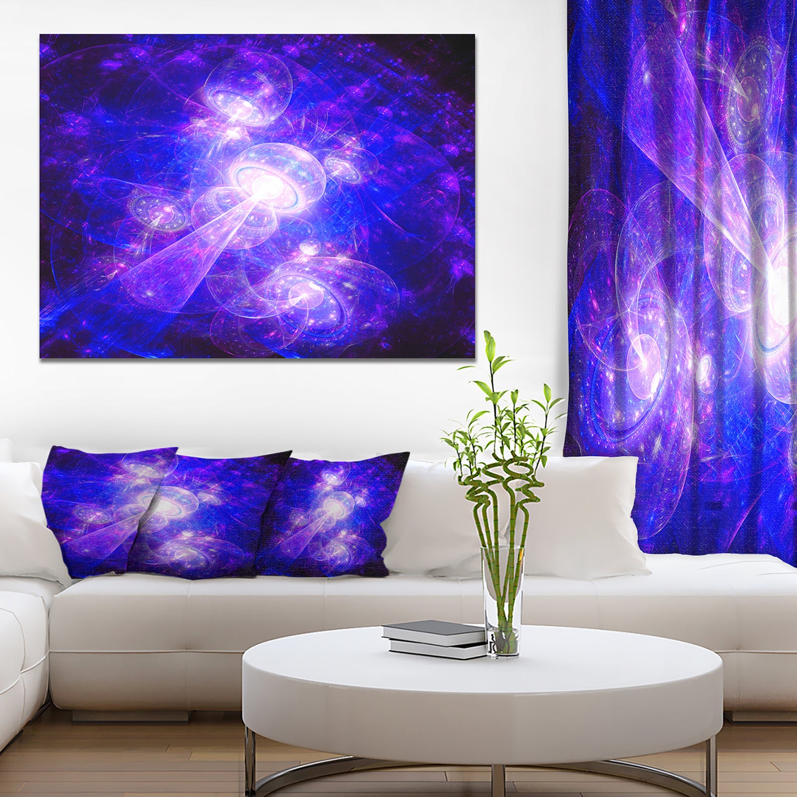 Bright Blue Fractal Space Theme - Abstract Wall Art on Canvas