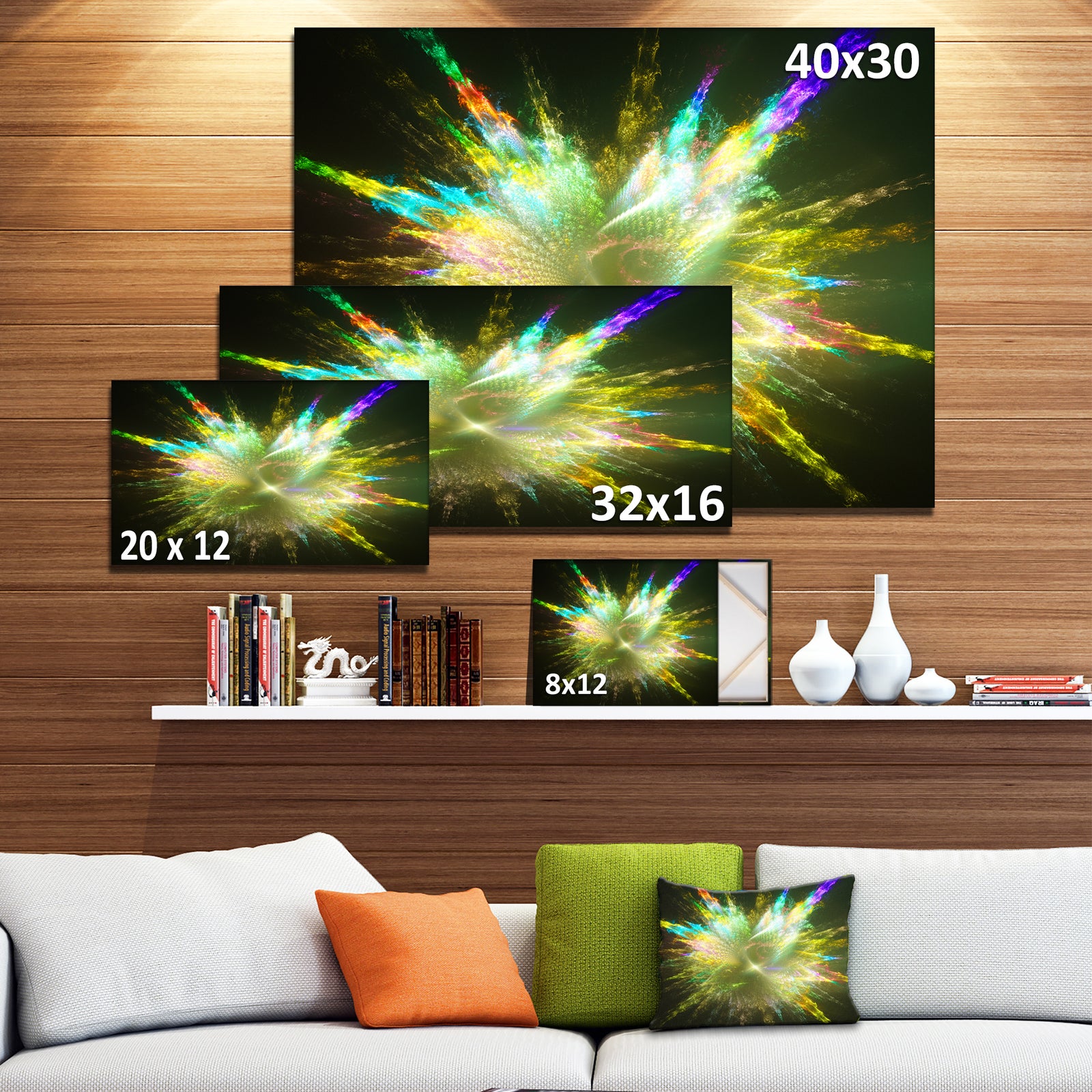 Fractal Explosion of Paint Drops - Abstract Wall Art on Canvas