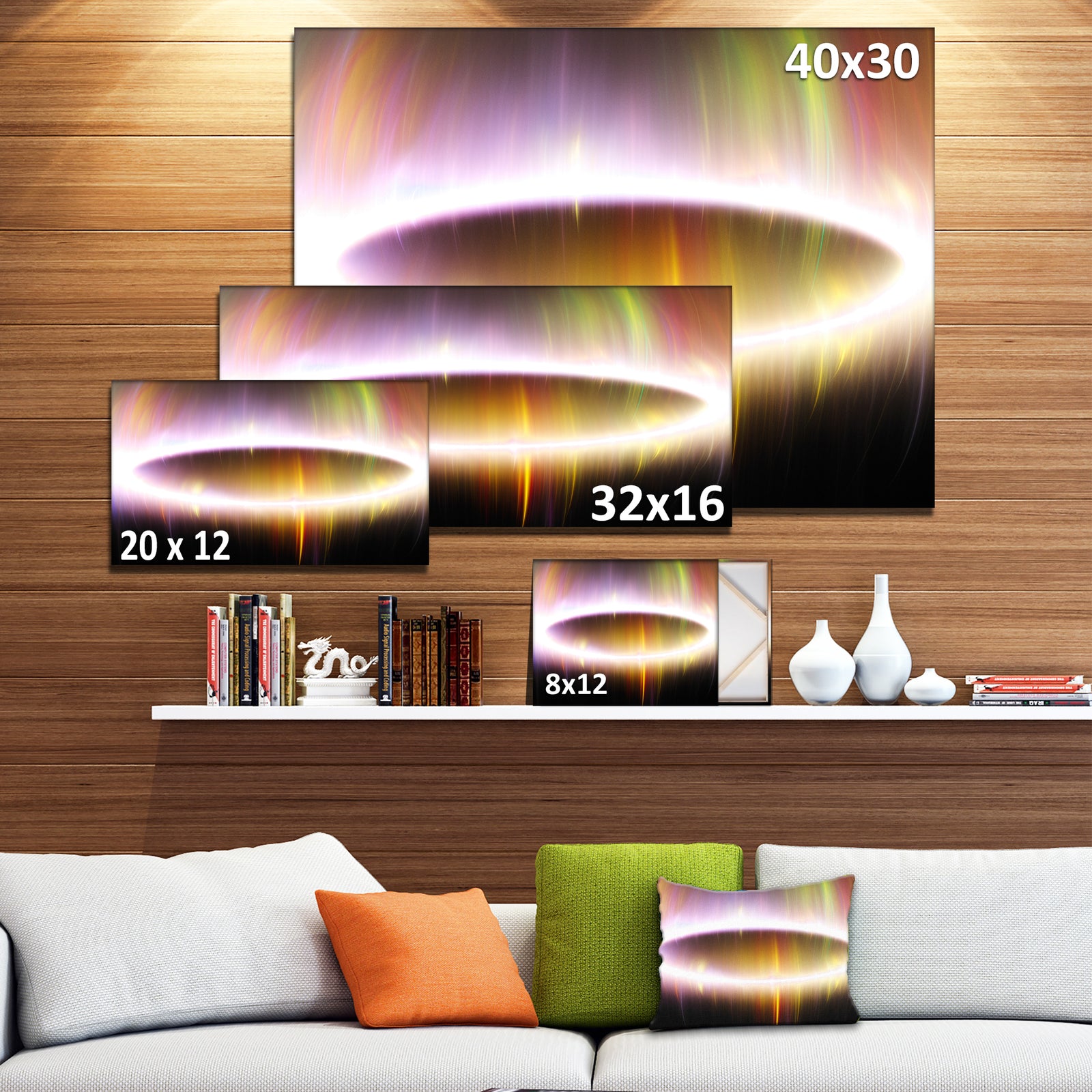 Large Oval of Northern Lights - Abstract Art on Canvas
