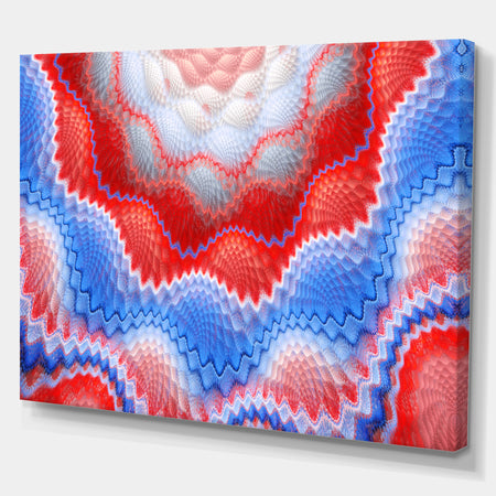 Red Blue Snake Skin Flower - Abstract Art on Canvas