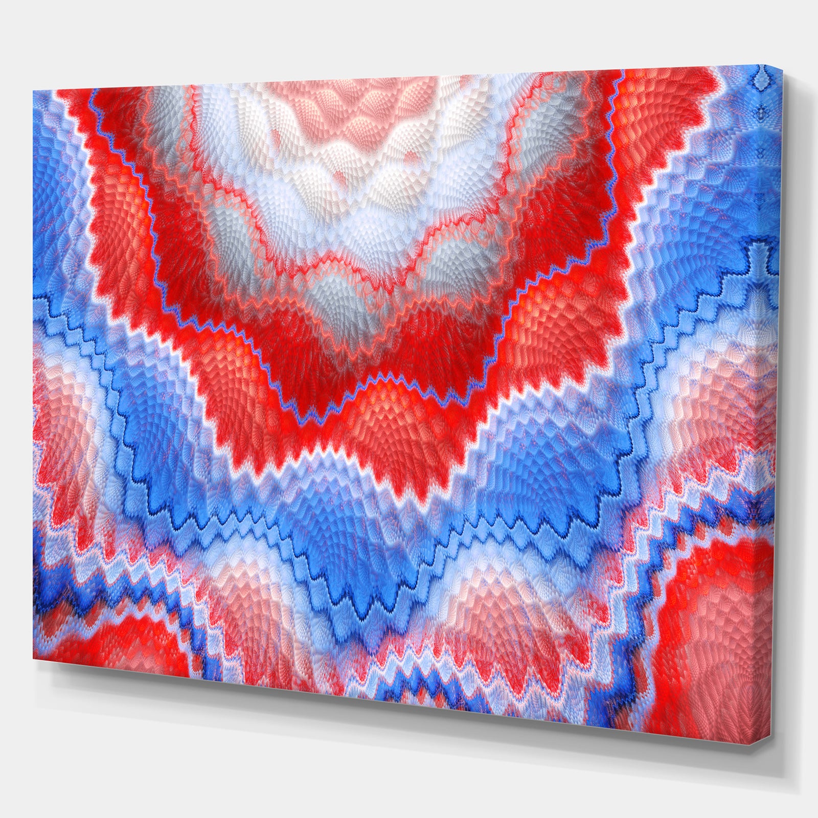 Red Blue Snake Skin Flower - Abstract Art on Canvas