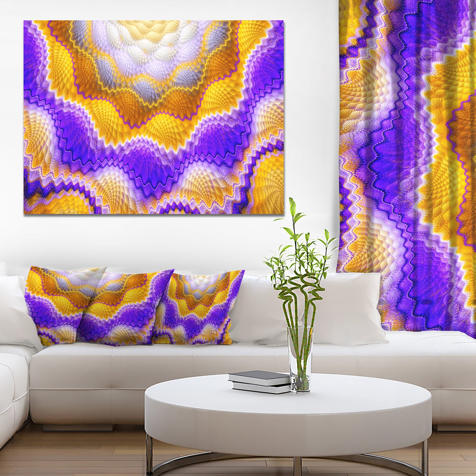 Blue Yellow Snake Skin Flower'Extra Large Abstract Canvas Art Print