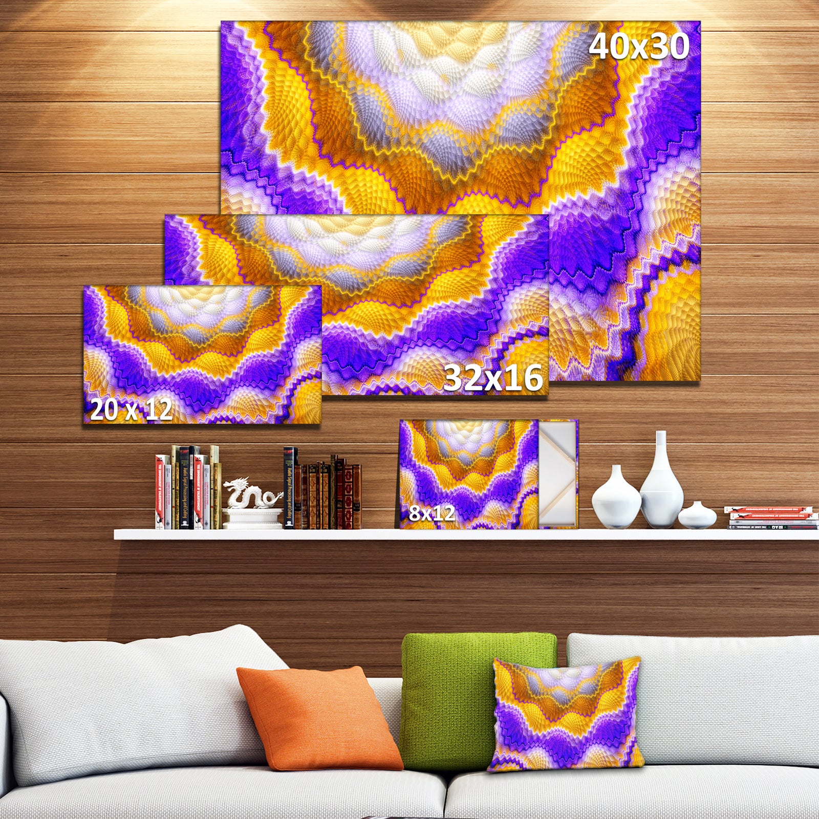 Blue Yellow Snake Skin Flower'Extra Large Abstract Canvas Art Print