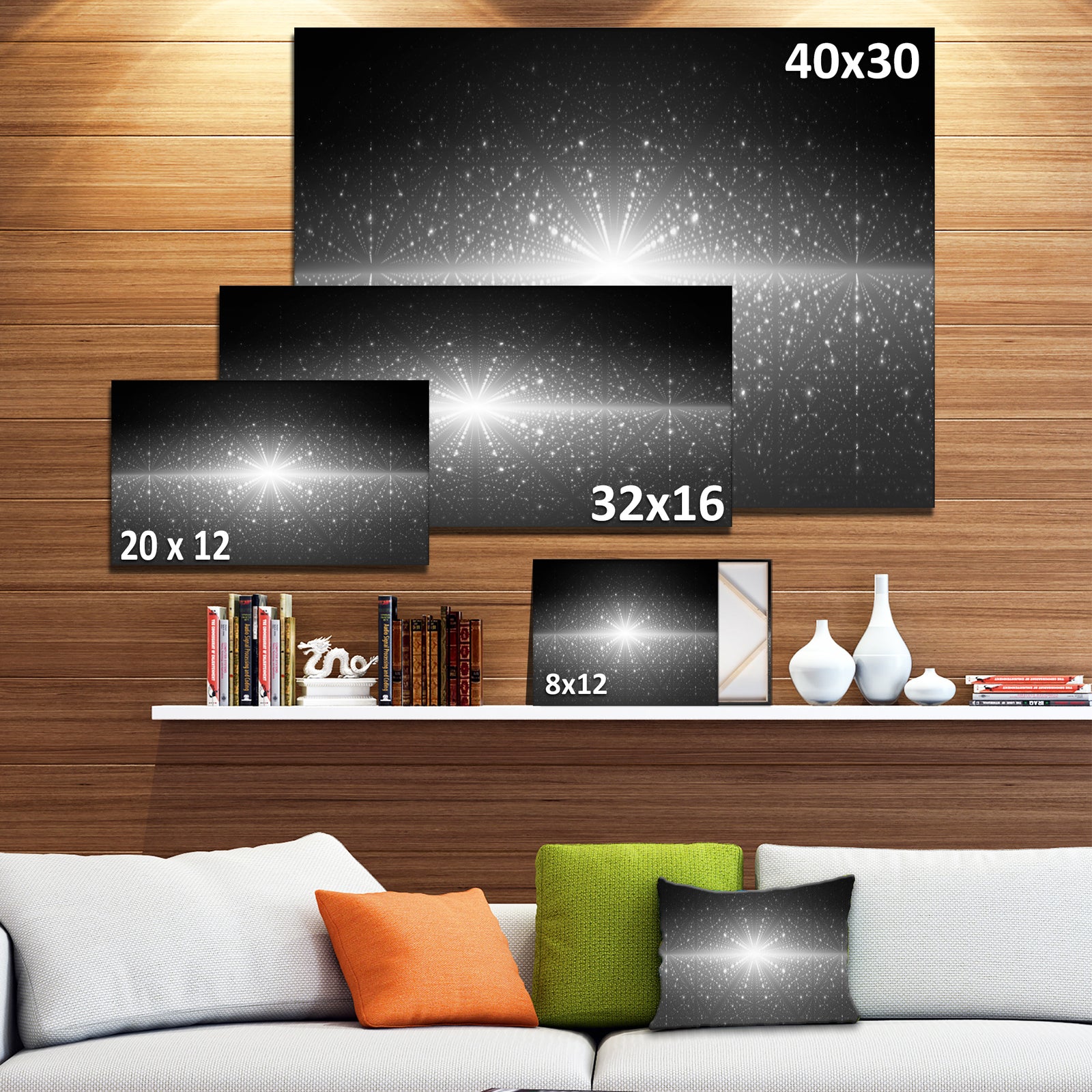 Stardust and Bright Shining Stars'Extra Large Abstract Canvas Art Print