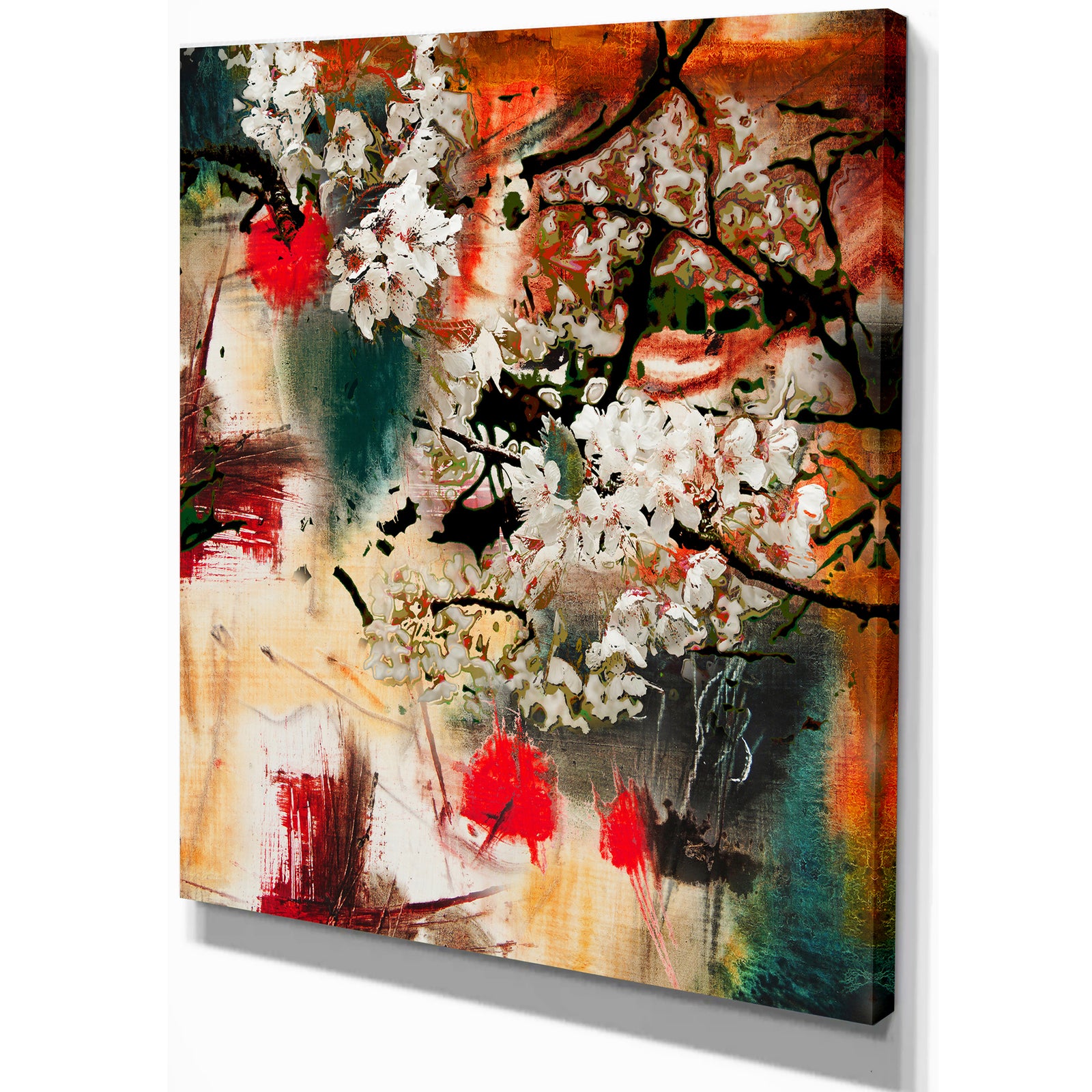 Abstract Spring motif - Floral Painting Print on Wrapped Canvas