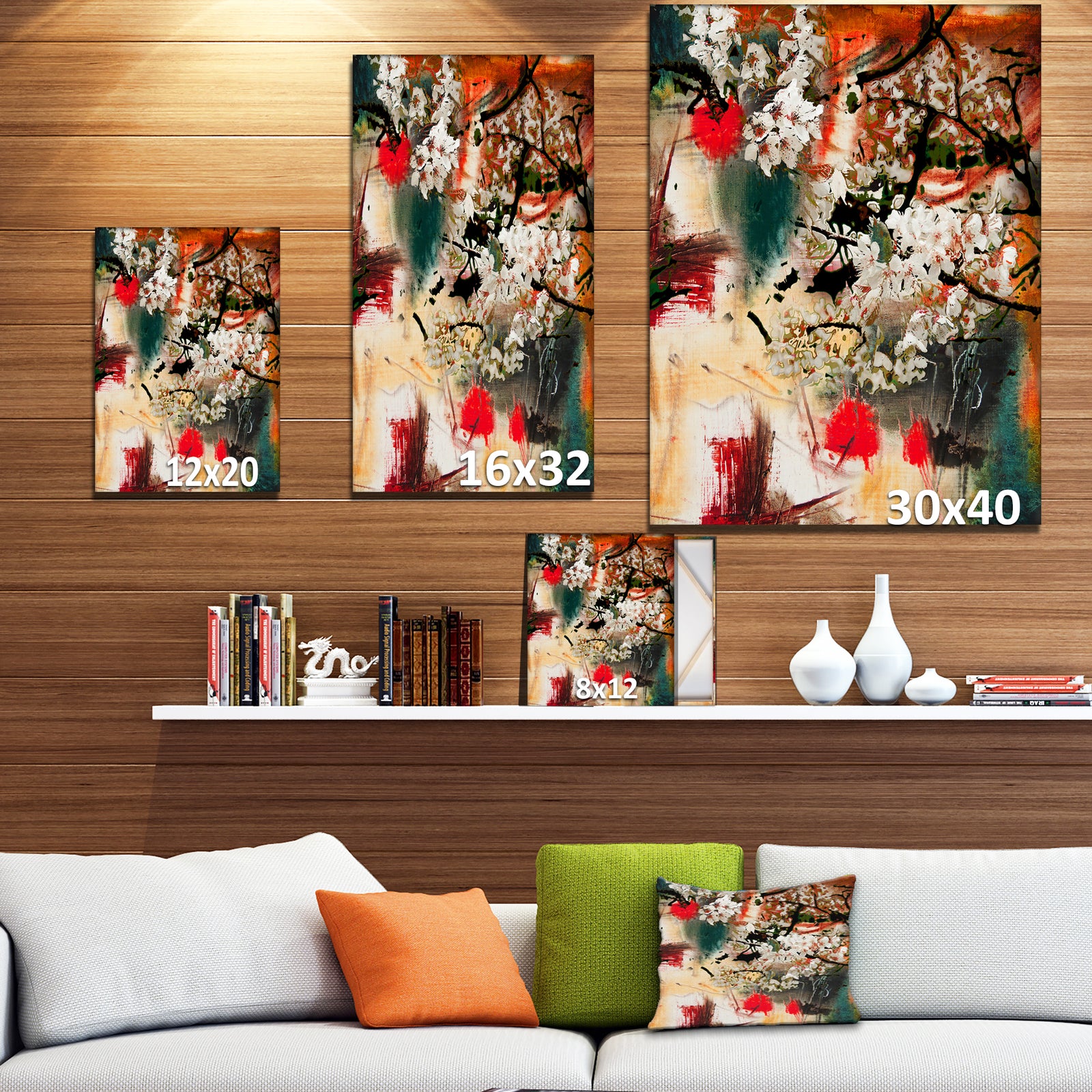 Abstract Spring motif - Floral Painting Print on Wrapped Canvas