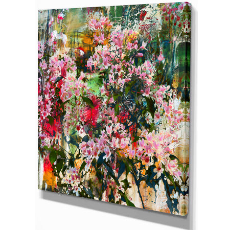 Pink flowers painting - Floral Painting Print on Wrapped Canvas