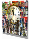 Watercolor CLock - Contemporary Painting Print on Wrapped Canvas