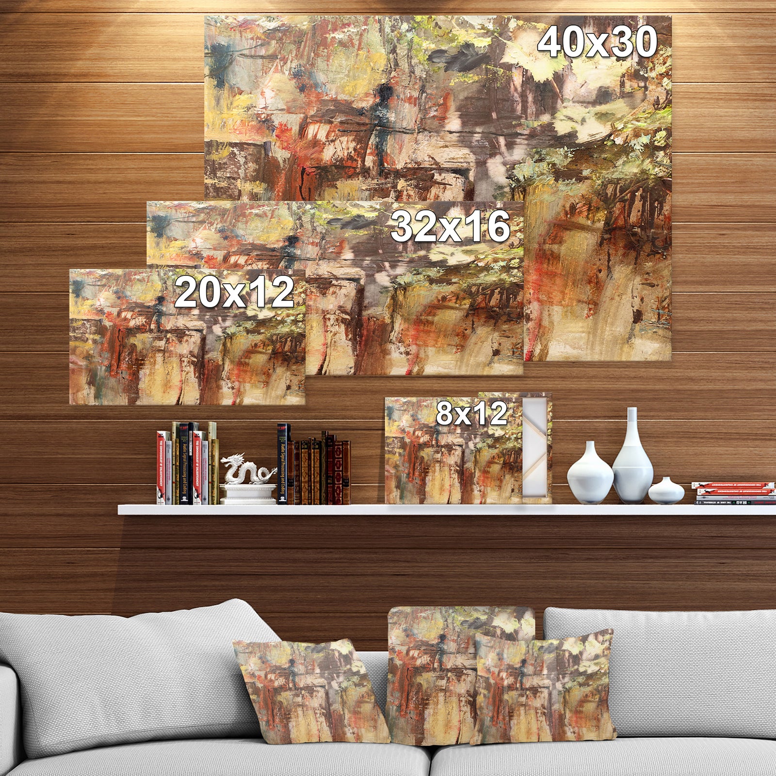 Grapes in Wooden Wall - Contemporary Painting Print on Wrapped Canvas
