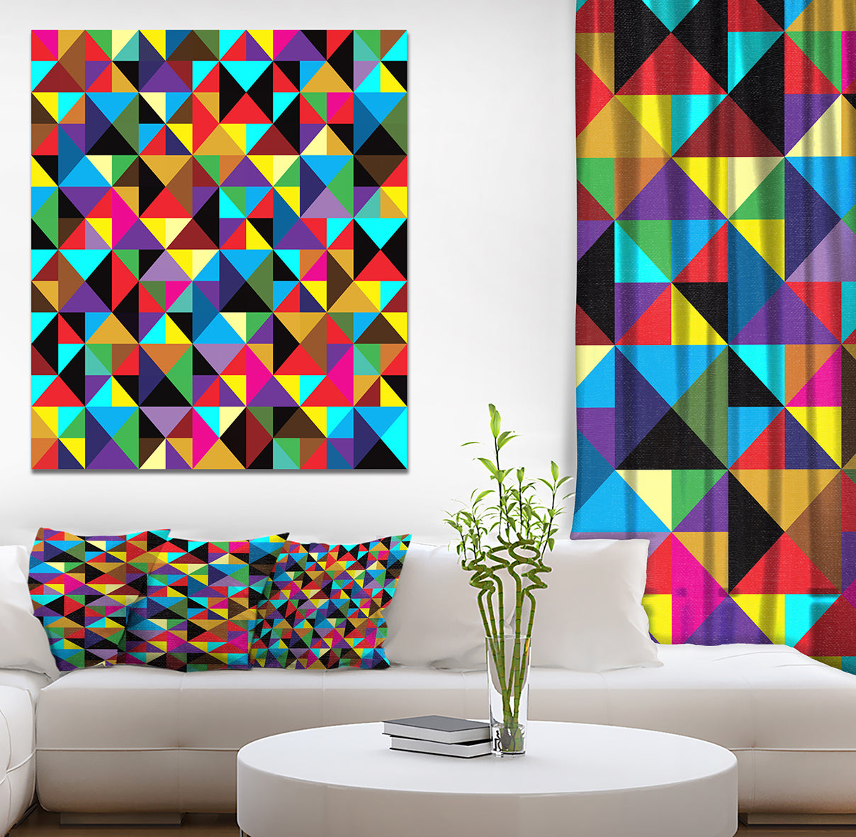 Seamless geometric pattern with triangles - Contemporary Art on wrapped Canvas