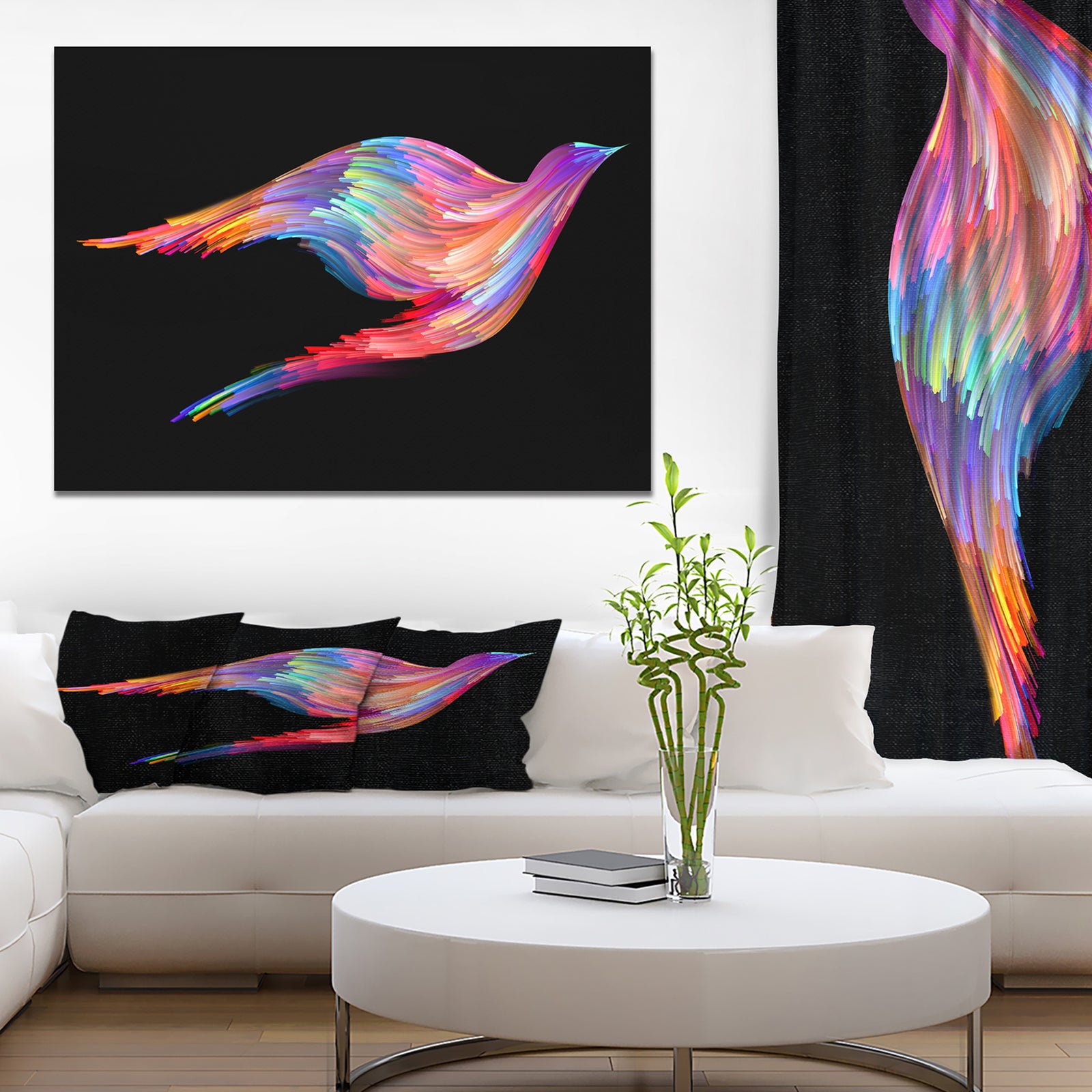 Colorful Flying Birds - Digital Art on wrapped Canvas
