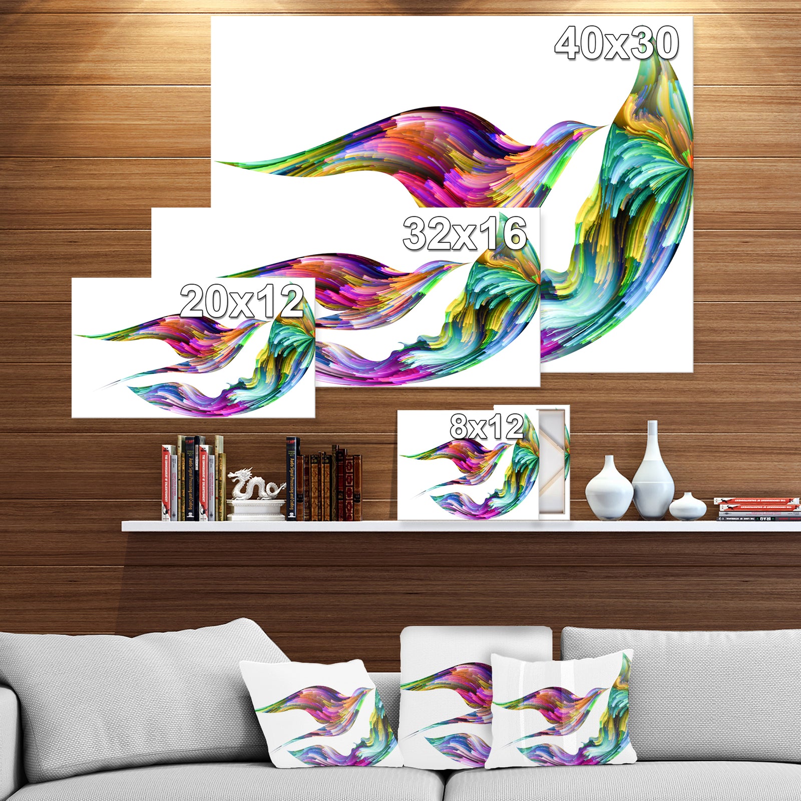 Bird Petals of Imagination - Digital Art on wrapped Canvas