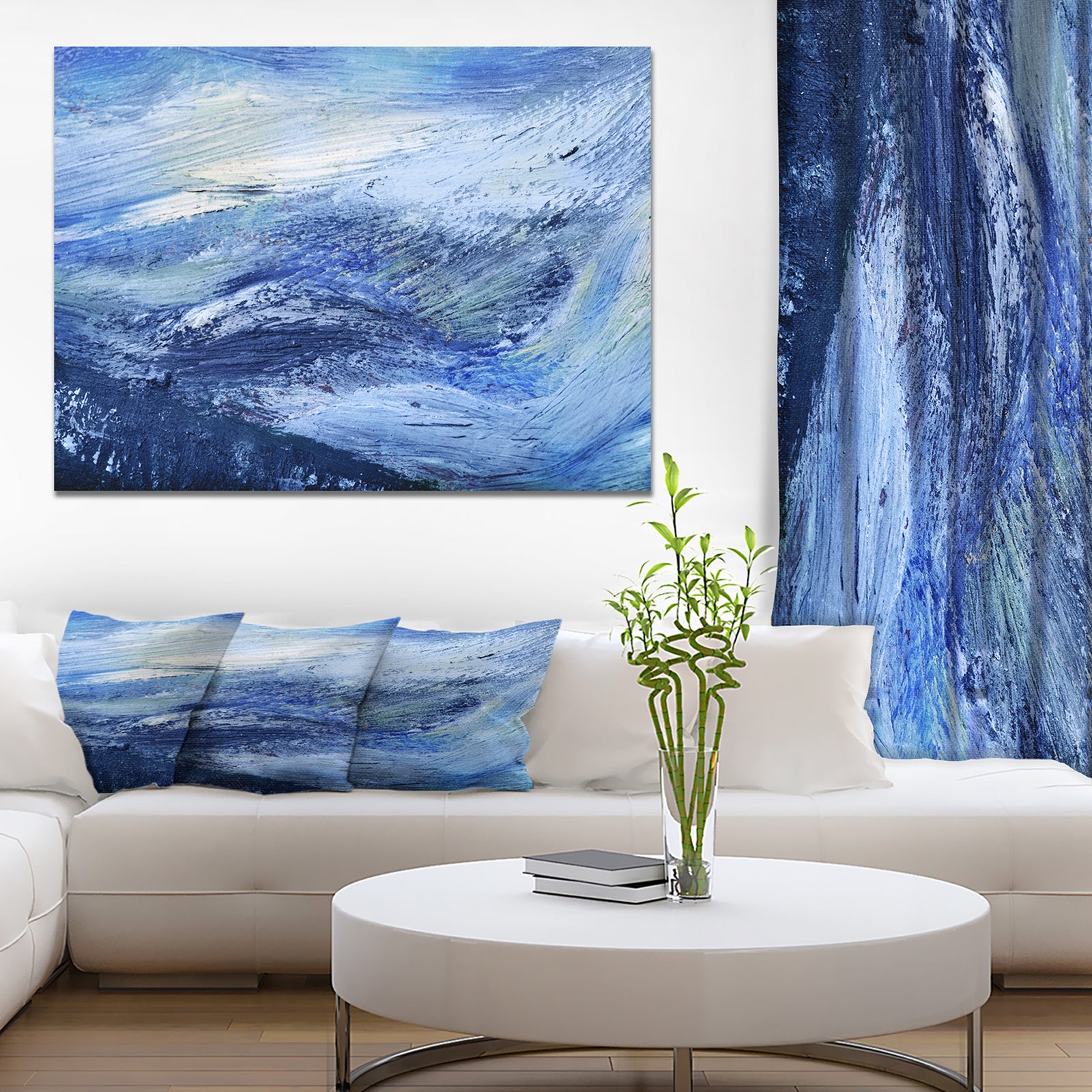 Blue blury abstract - Contemporary Painting Print on Wrapped Canvas