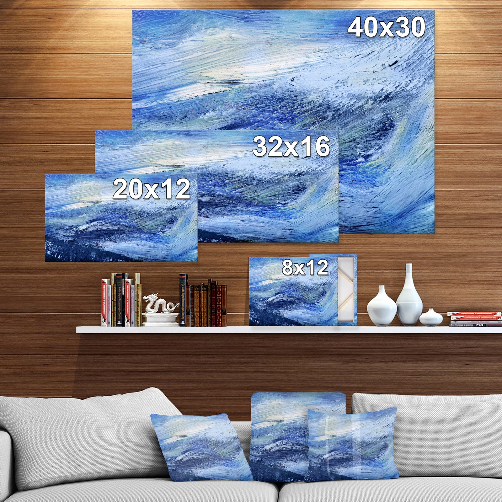 Blue blury abstract - Contemporary Painting Print on Wrapped Canvas