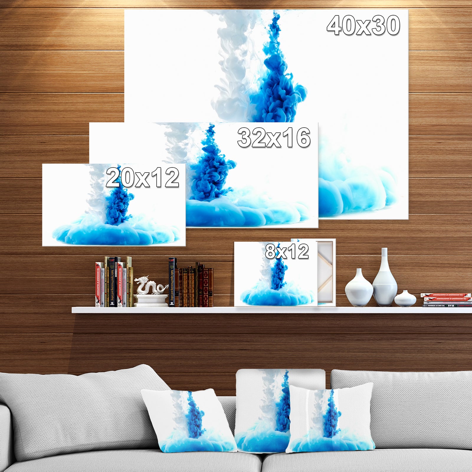 Multicolored swirling drop of ink in water - Contemporary Art on wrapped Canvas