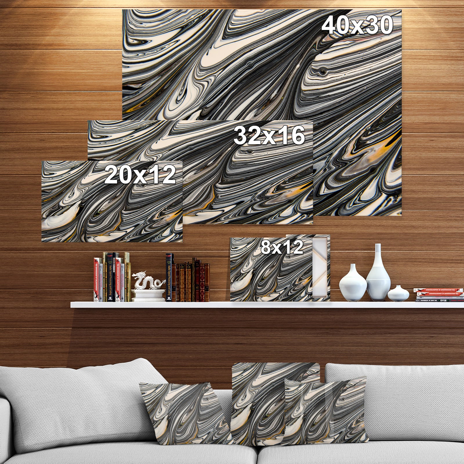 Abstract Gray and Black - Contemporary Painting Print on Wrapped Canvas