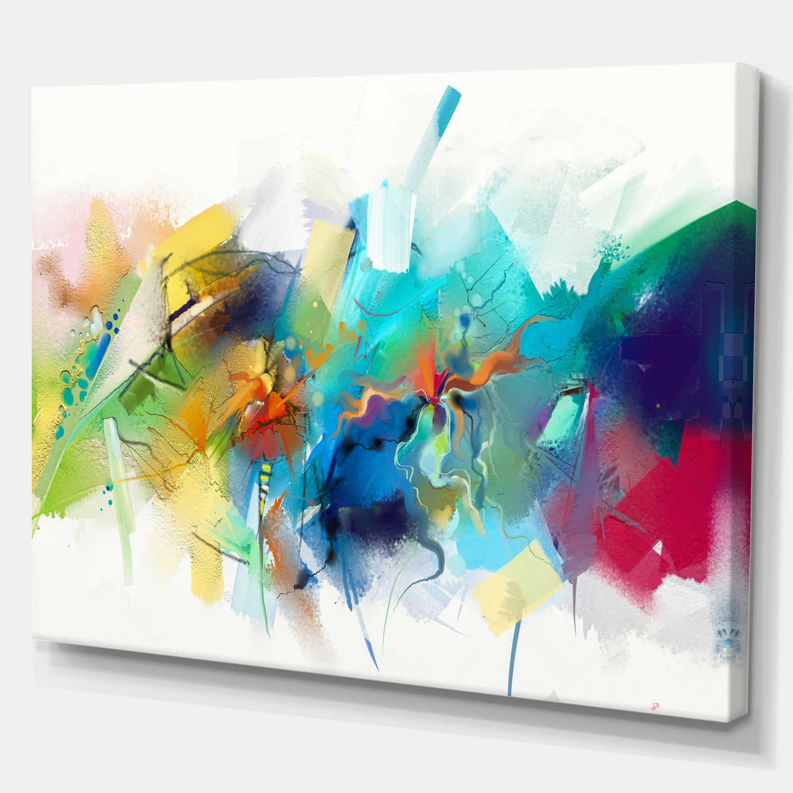 Brush Stroke Colorful Oil Painting - Contemporary Painting Print on Wrapped Canvas