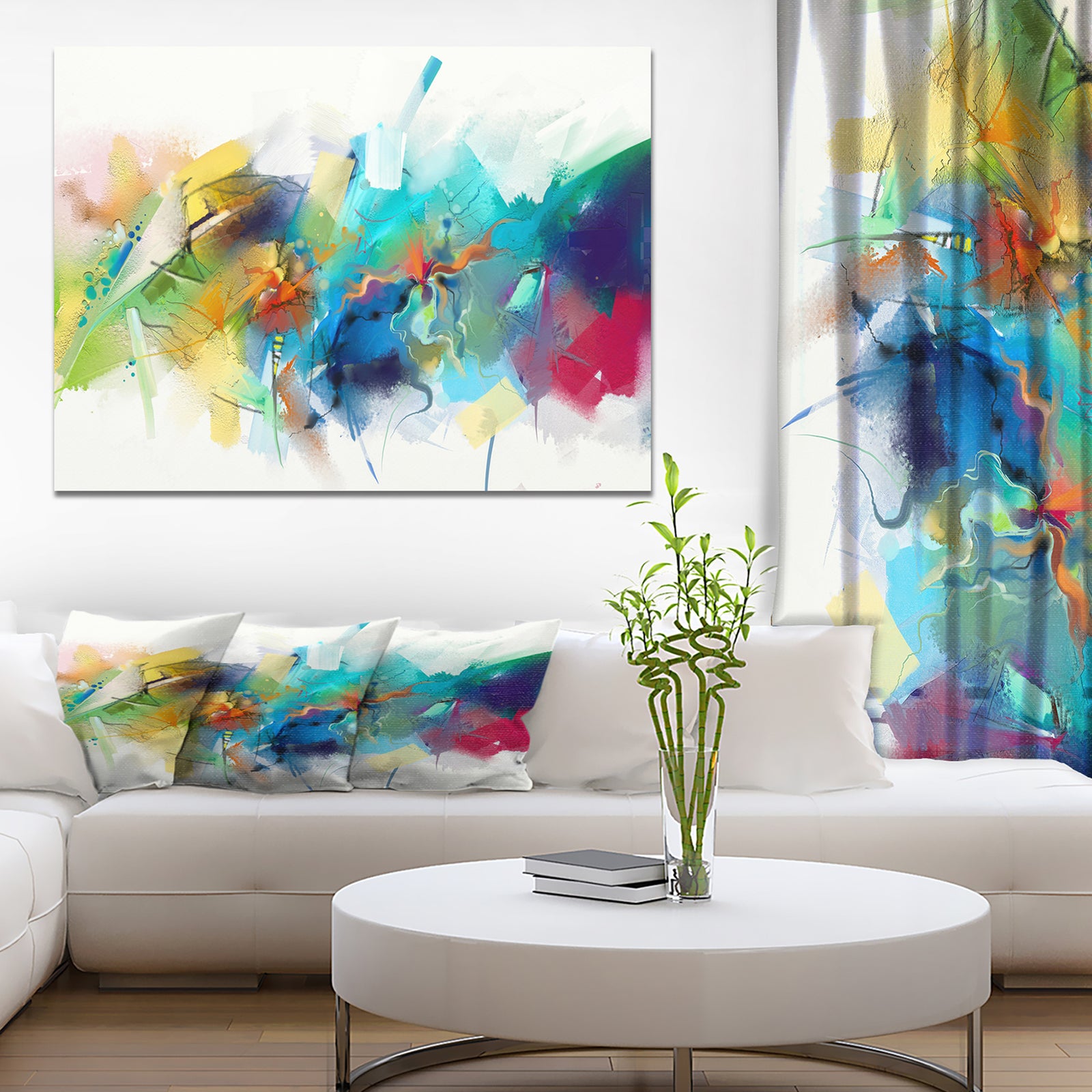 Brush Stroke Colorful Oil Painting - Contemporary Painting Print on Wrapped Canvas