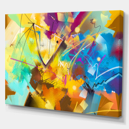Green, red and blue Abstract Oil Painting - Contemporary Painting Print on Wrapped Canvas