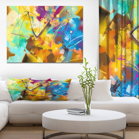 Green, red and blue Abstract Oil Painting - Contemporary Painting Print on Wrapped Canvas