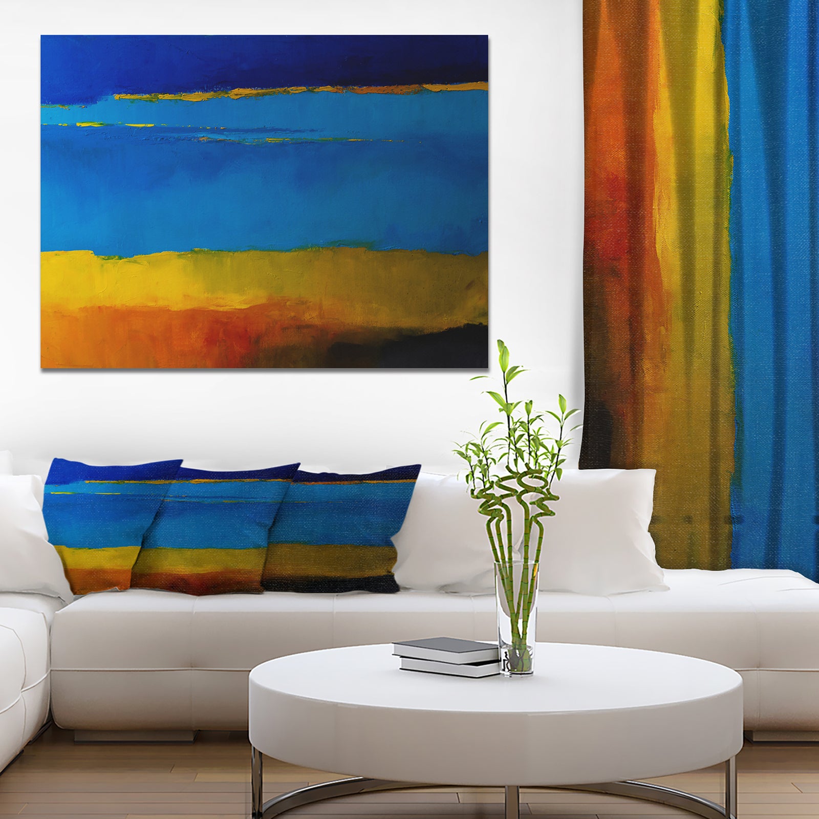 Red Sunrise I Nabstract Oil Painting - Contemporary Painting Print on Wrapped Canvas