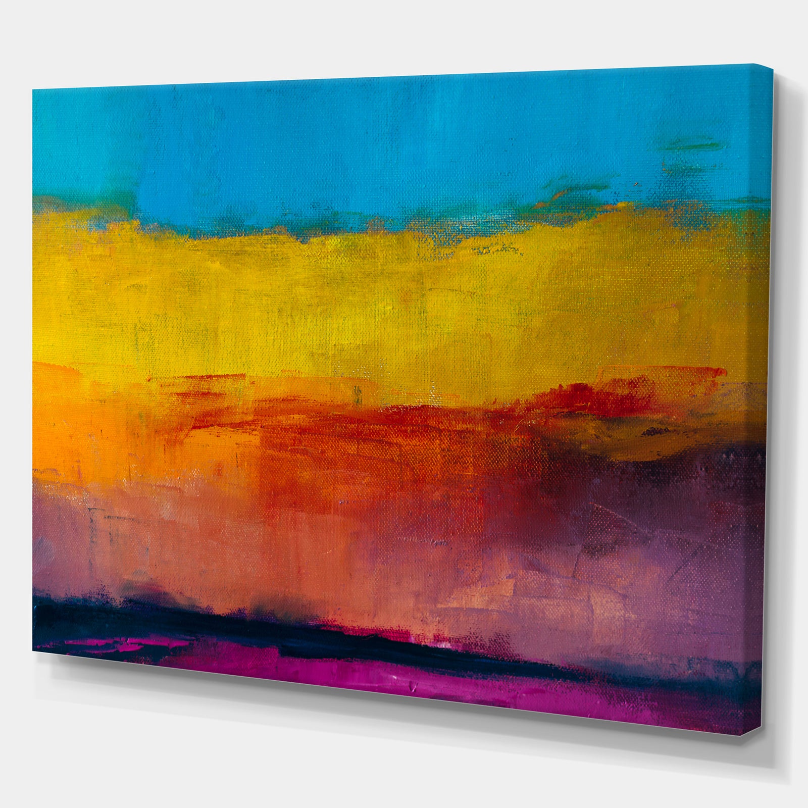 Yellow Blue Orange in Abstract Painting background - Contemporary Painting Print on Wrapped Canvas
