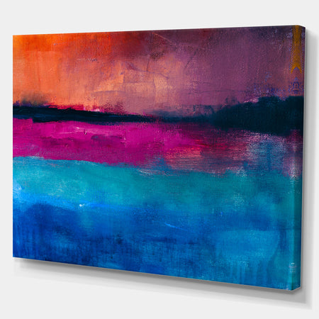 Moon Over Sunset in Abstract Painting background - Contemporary Painting Print on Wrapped Canvas