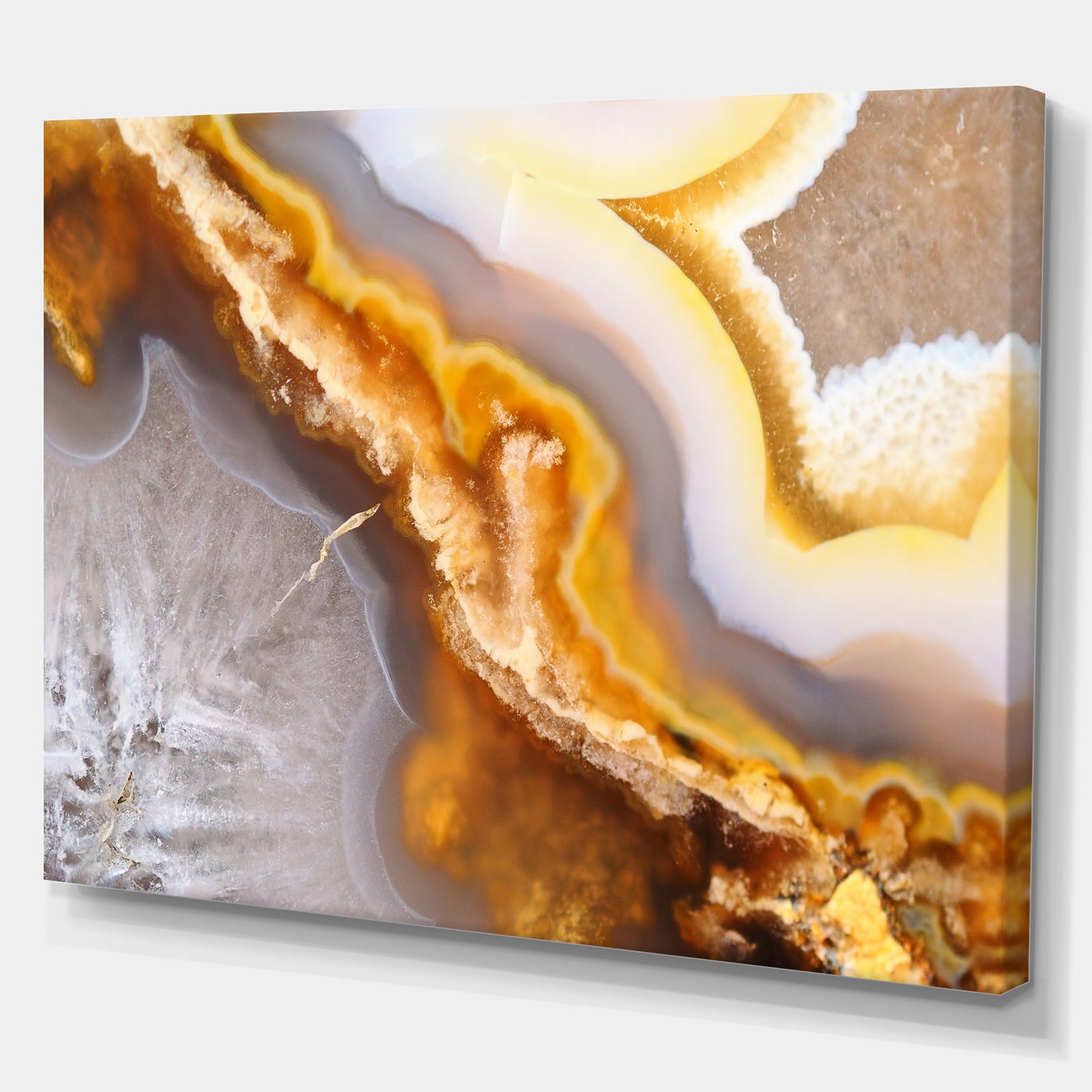 Natural brown agate at crystals - Stone Photographic on Wrapped Canvas