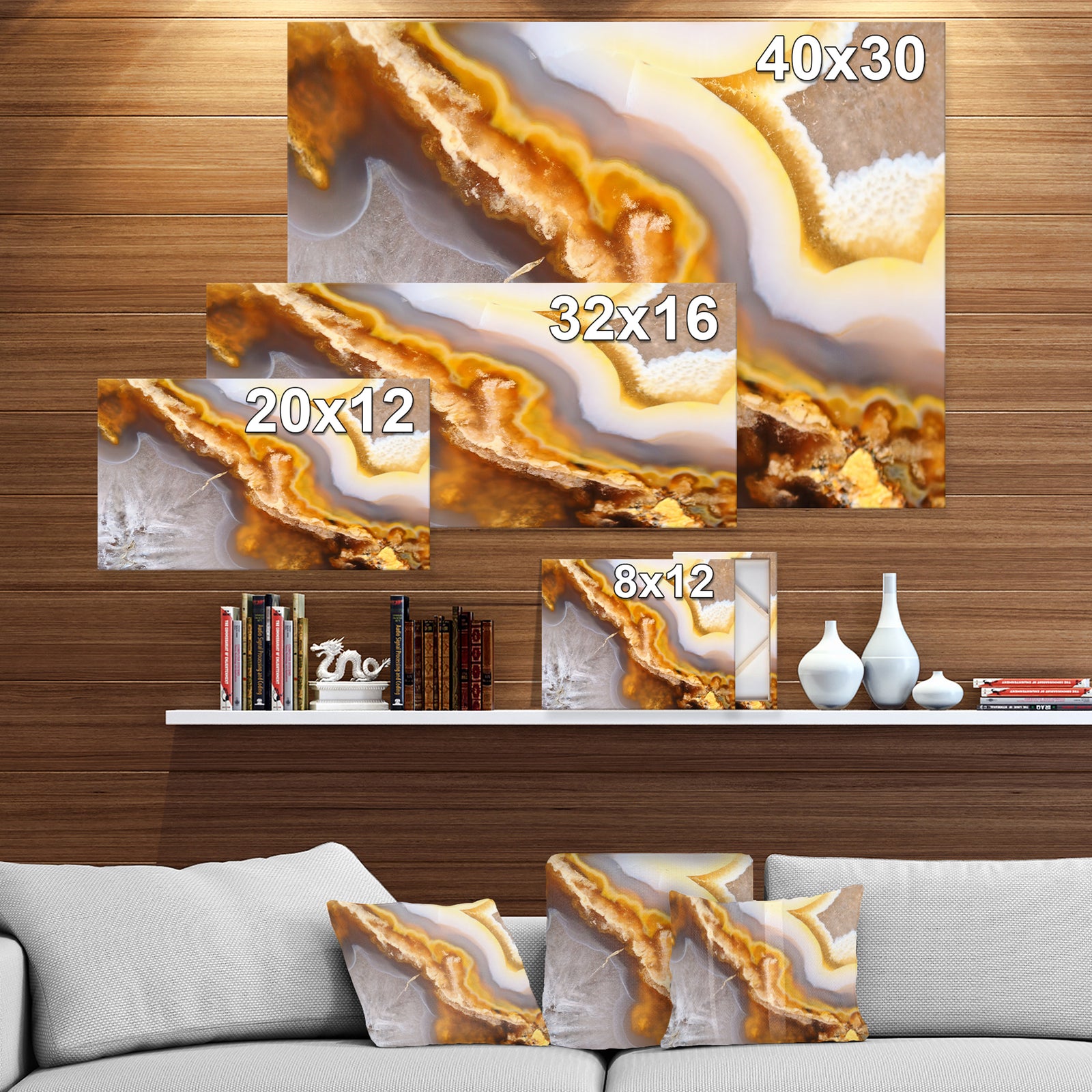 Natural brown agate at crystals - Stone Photographic on Wrapped Canvas