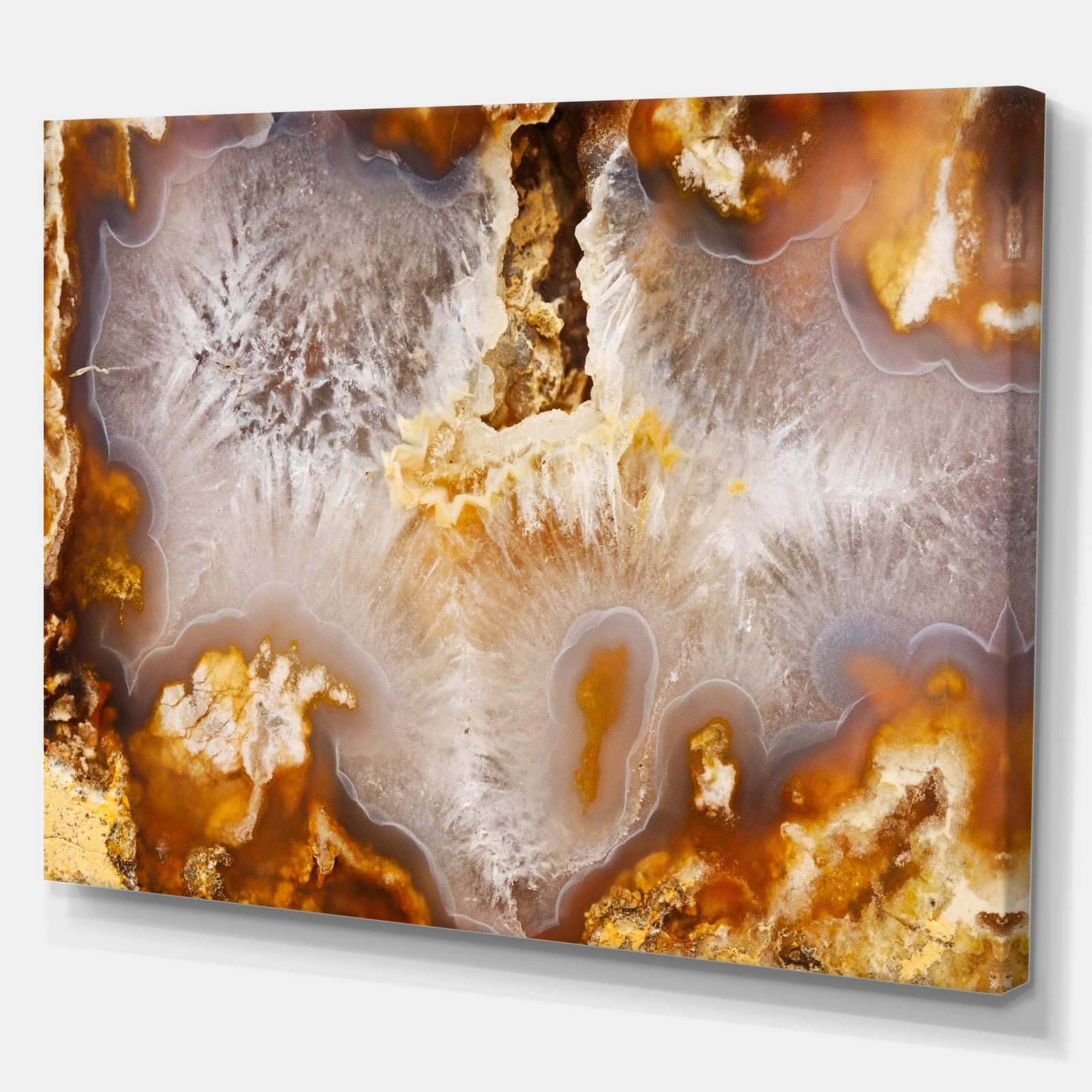 Europian brown agate with crystals - Stone Photographic on Wrapped Canvas