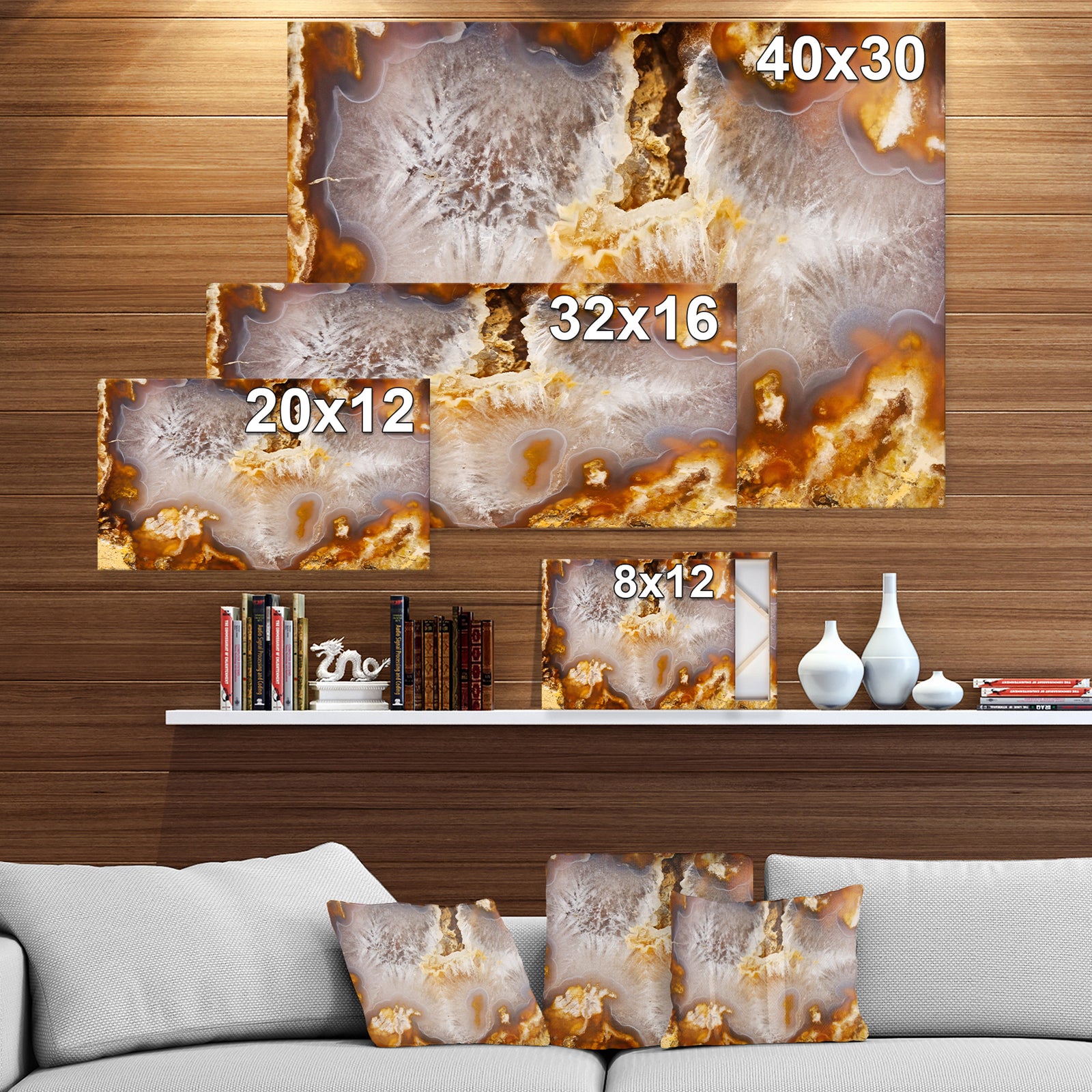Europian brown agate with crystals - Stone Photographic on Wrapped Canvas