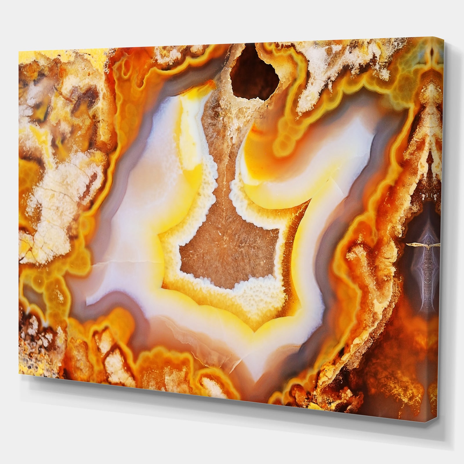 Precious brown agate with crystals - Stone Photographic on Wrapped Canvas