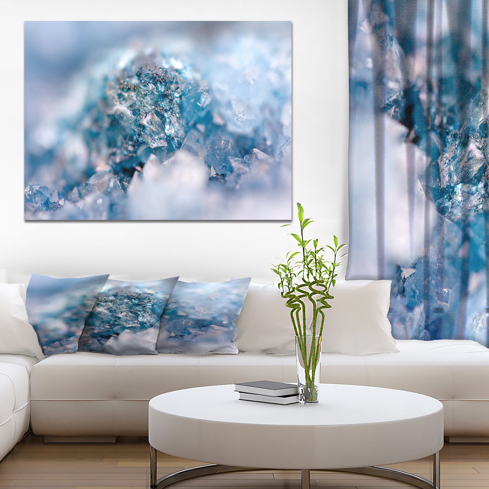 Blue crystals Agate - Stone Photographic on Wrapped Canvas