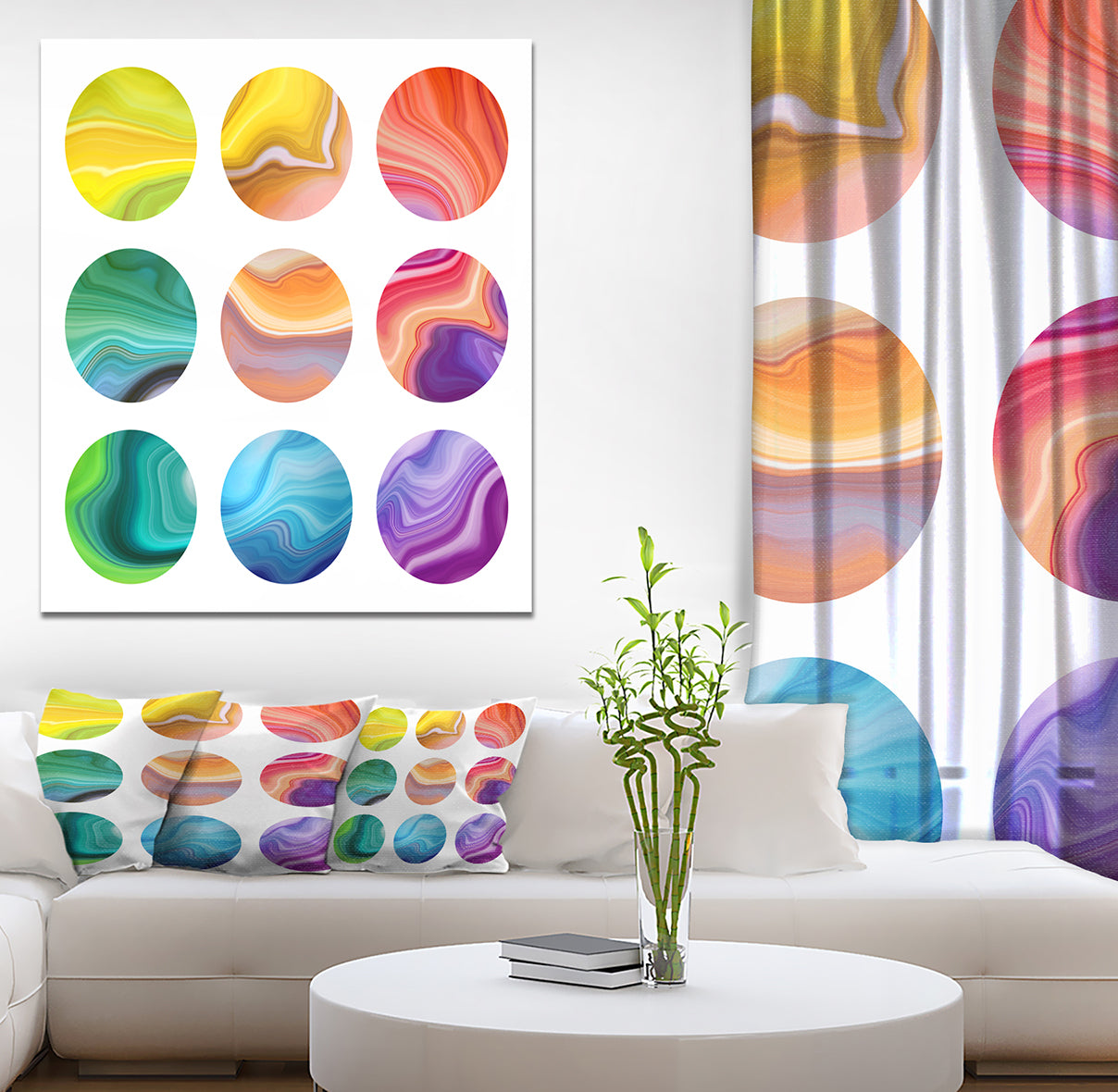 Abstract round labels set - Stone Photographic on Wrapped Canvas