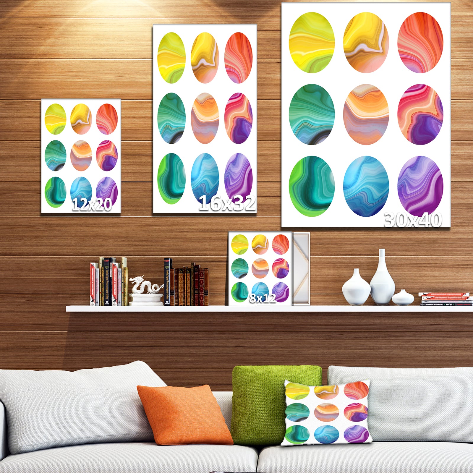 Abstract round labels set - Stone Photographic on Wrapped Canvas