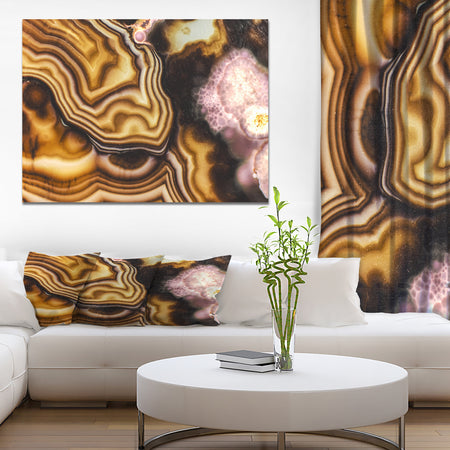 Pink Brown Turritella Agate Pattern - Stone Photographic on Wrapped Canvas