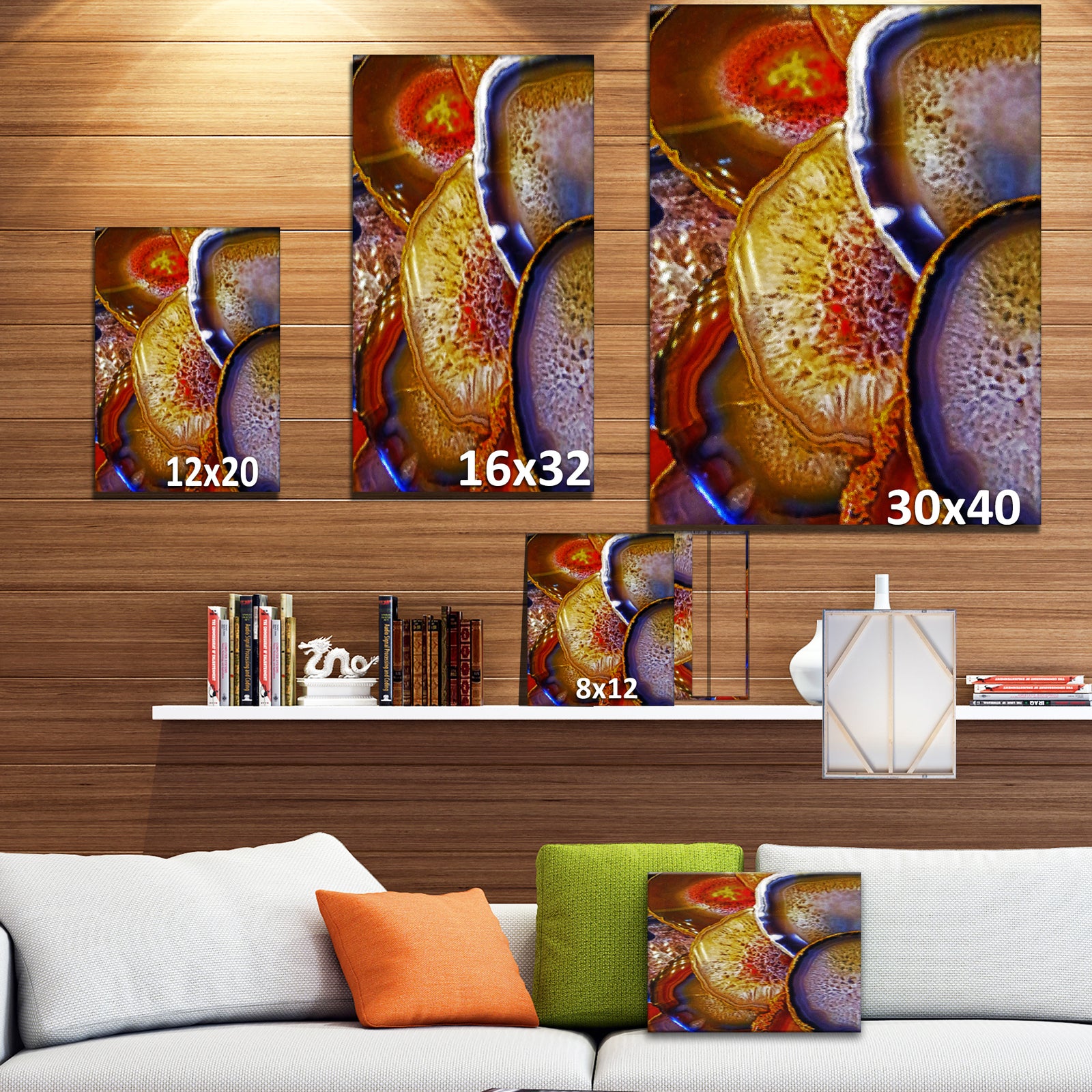 Energy stones polished in flat shape - Stone Photographic on Wrapped Canvas