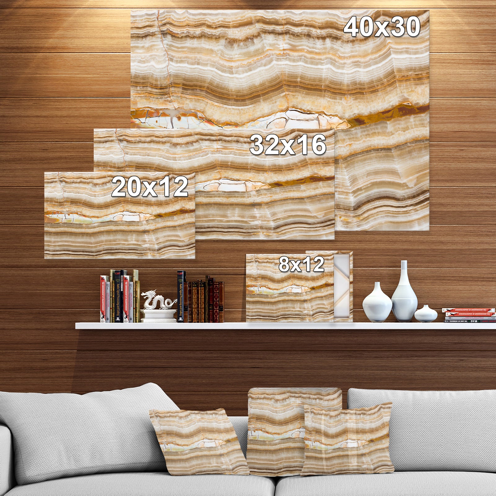 Onyx marble decorative stone texture with abstract lines - Stone Photographic on Wrapped Canvas