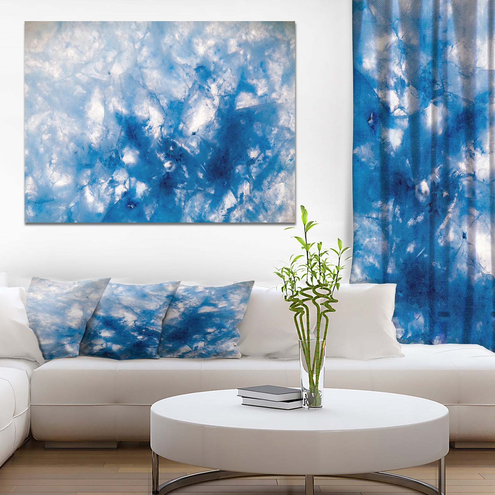 Blue and White Moss Agate - Stone Photographic on Wrapped Canvas