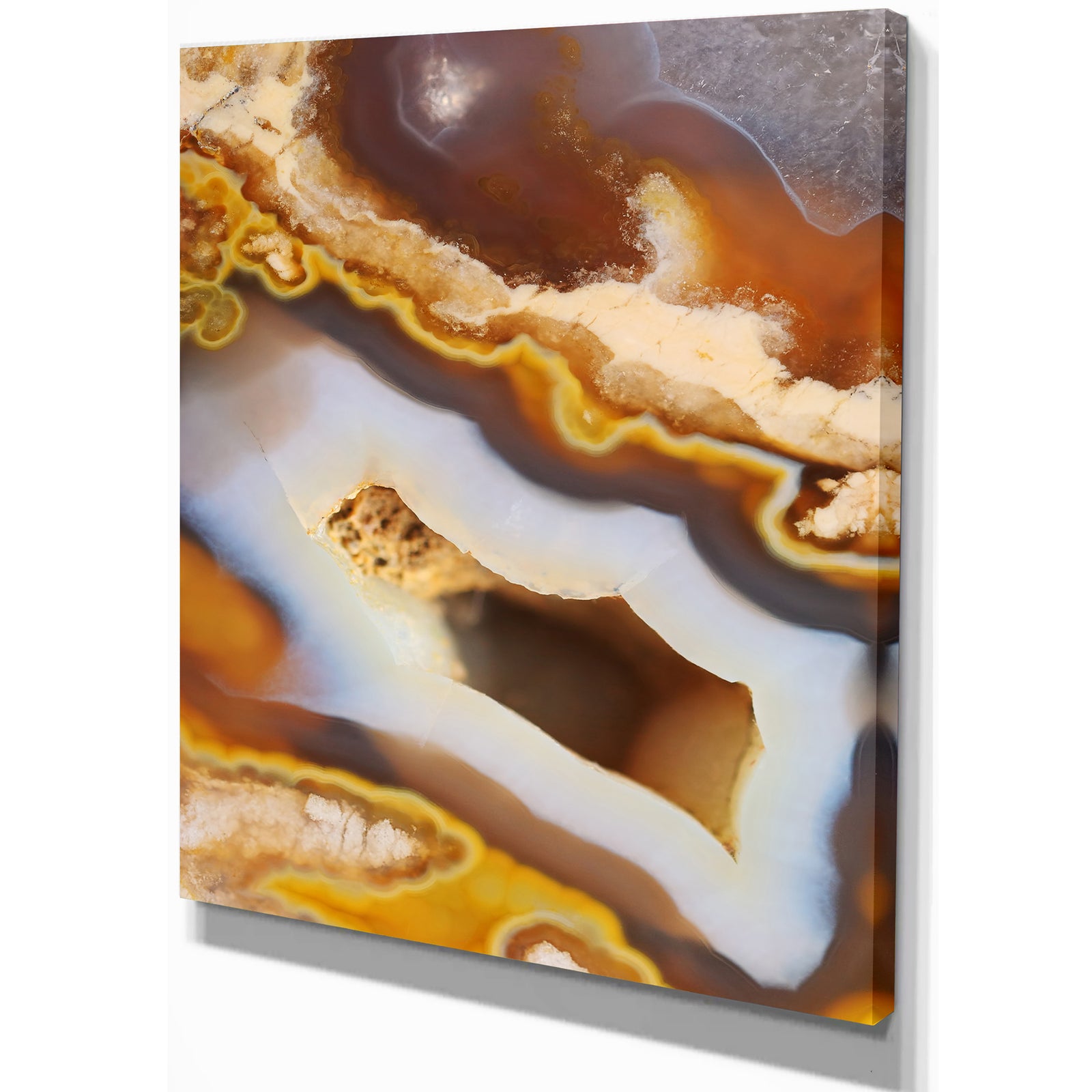 Natural brown agate with crystals - Stone Photographic on Wrapped Canvas