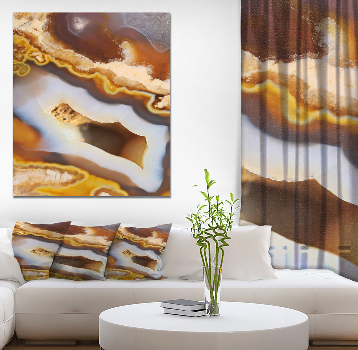 Natural brown agate with crystals - Stone Photographic on Wrapped Canvas