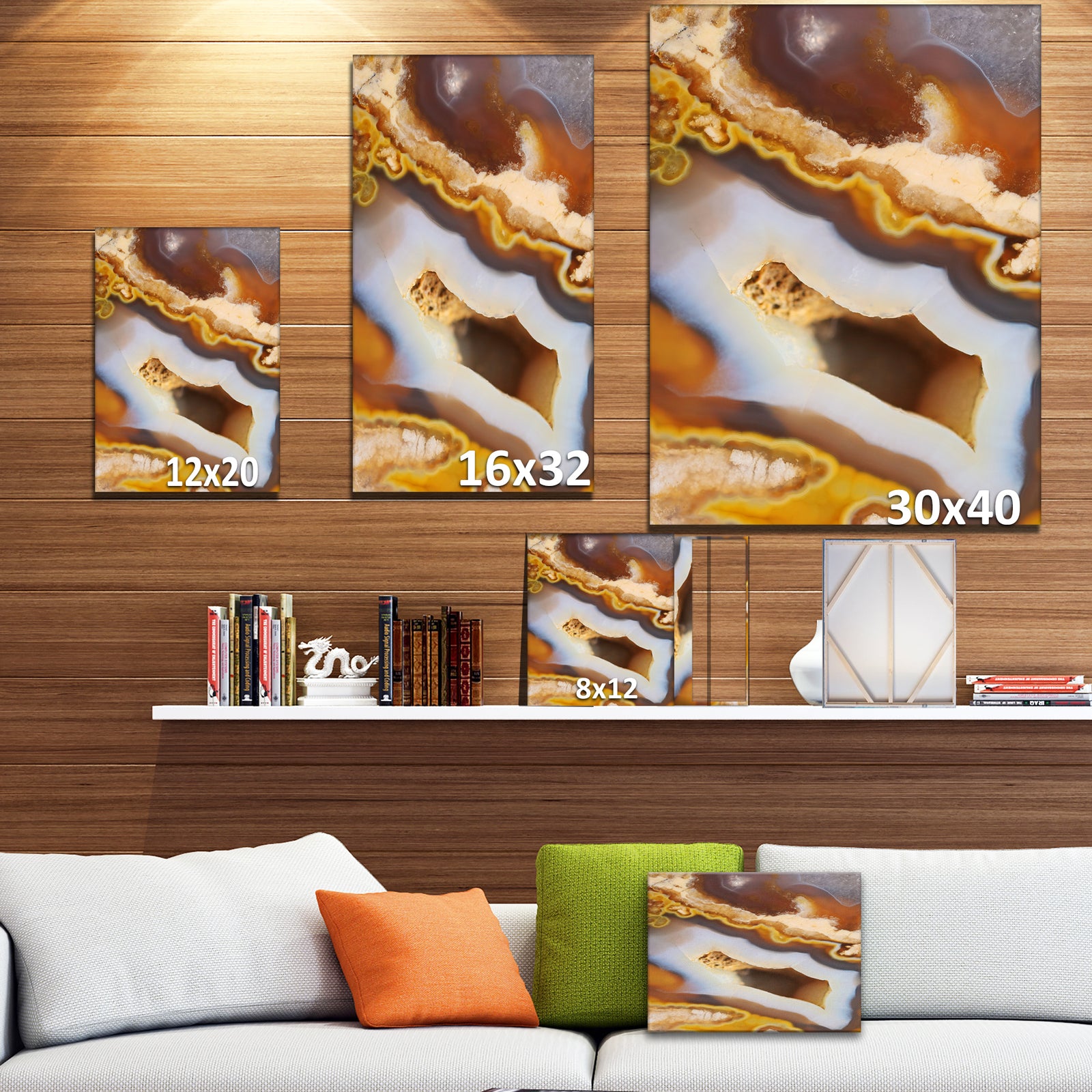 Natural brown agate with crystals - Stone Photographic on Wrapped Canvas