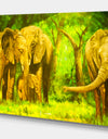 An Elephant in Woods - Animals Painting Print on Wrapped Canvas