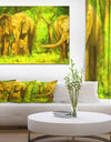 An Elephant in Woods - Animals Painting Print on Wrapped Canvas